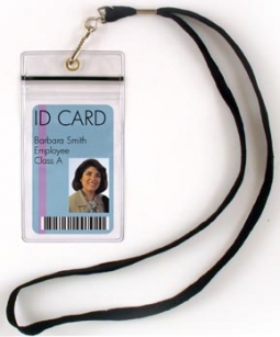 ID / Badge Holder with Lanyard - Clear Plastic - 2 1/2" x 3 7/8" - Open Short Vertical