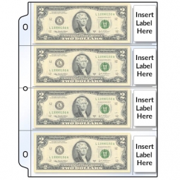 Poly-Archival Safe Currency Pages, Top Loading; 4 - 2 3/4x6 3/4" Pockets, 4 - 1 1/2x2 3/4" Pockets