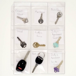 Key Holder - Clear Vinyl Binder Pages - Top Load with Flaps - Made in USA