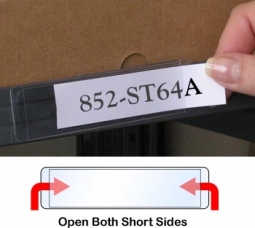 Peel & Stick Shelf Label Holder - 1" x 4" - Open Both Short Sides