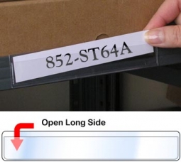 Peel & Stick Shelf Label Holder - 1" x 6" - Open Long Side