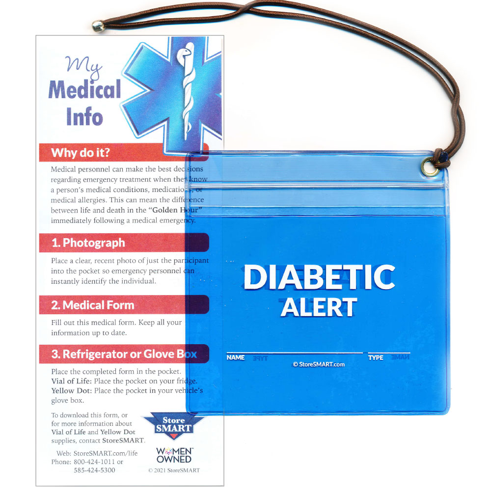 Vial Of Life- Diabetic Alert Zip Top 5" x 5" Medical Info Hanging