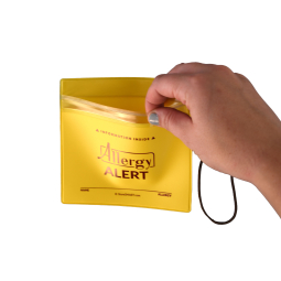 Vial Of Life - Allergy Alert - Zip Top 5" x 5" Medical Info Hanging Pocket With 9" Elastic Loop