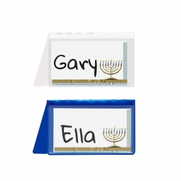 Plastic Placecard Nametag Holders - Chanukah Pack - 20 Pack - Blue and White