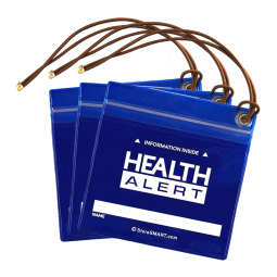 Vial Of Life - Health Alert - Zip Top 5" x 5" Medical Info Hanging Pocket With 9" Elastic Loop