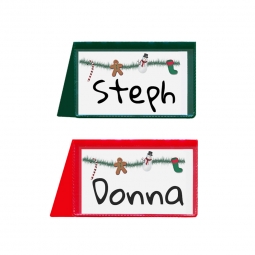 Plastic Placecard Nametag Holders - Christmas Pack - 20 Pack - Red and Green