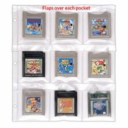 9-Pocket Binder Page with Flaps for GameBoy Cartridges