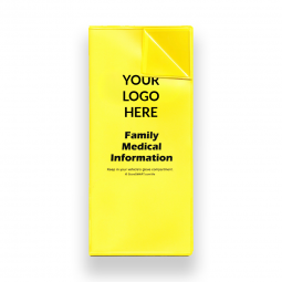 Yellow Dot Two Pocket Folding Vinyl Pouch w/ Two Medical Forms and One Sticker - Custom Print
