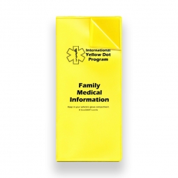 Yellow Dot Two Pocket Folding Vinyl Pouch w/ Two Medical Forms and One Sticker