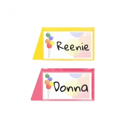 Plastic Placecard Nametag Holders - Girl's Birthday Party Pack - 20 Pack - Pink and Yellow