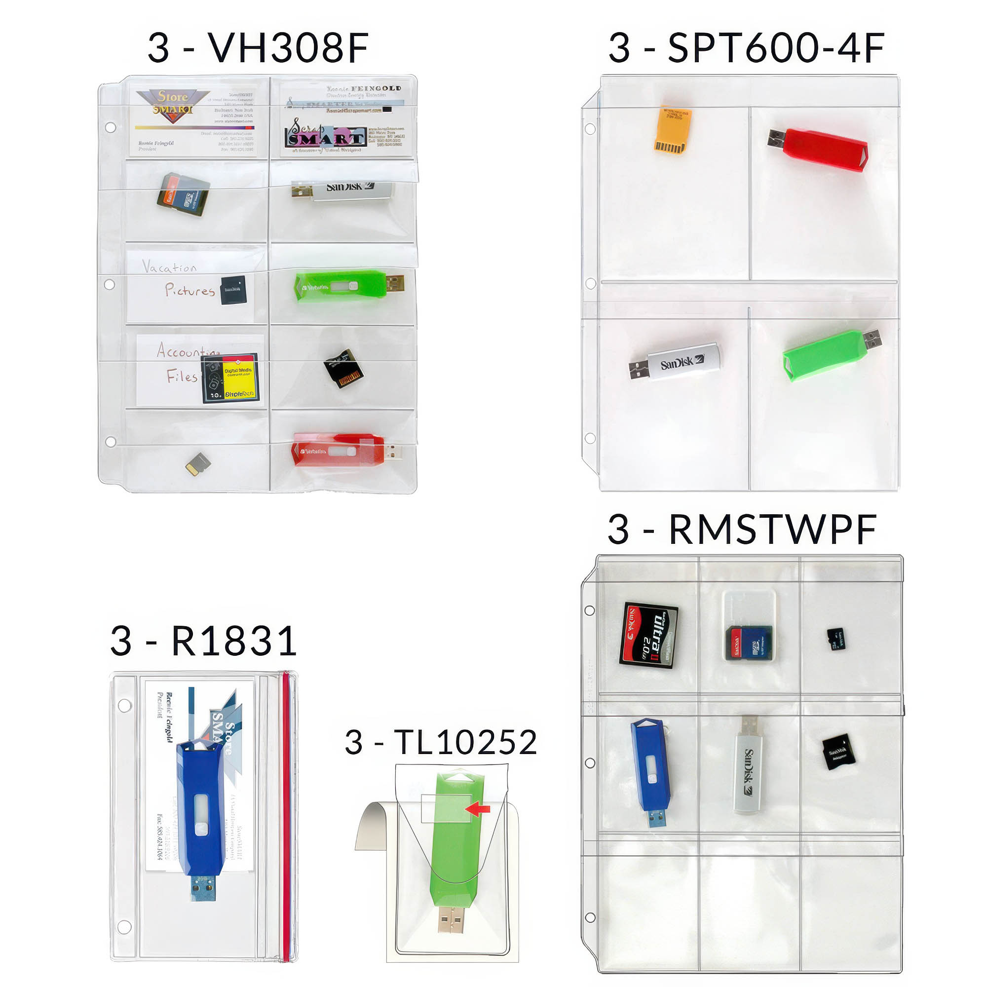 StoreSMART: Flash Drive / Memory Card Storage Variety Pack - 15 Pieces