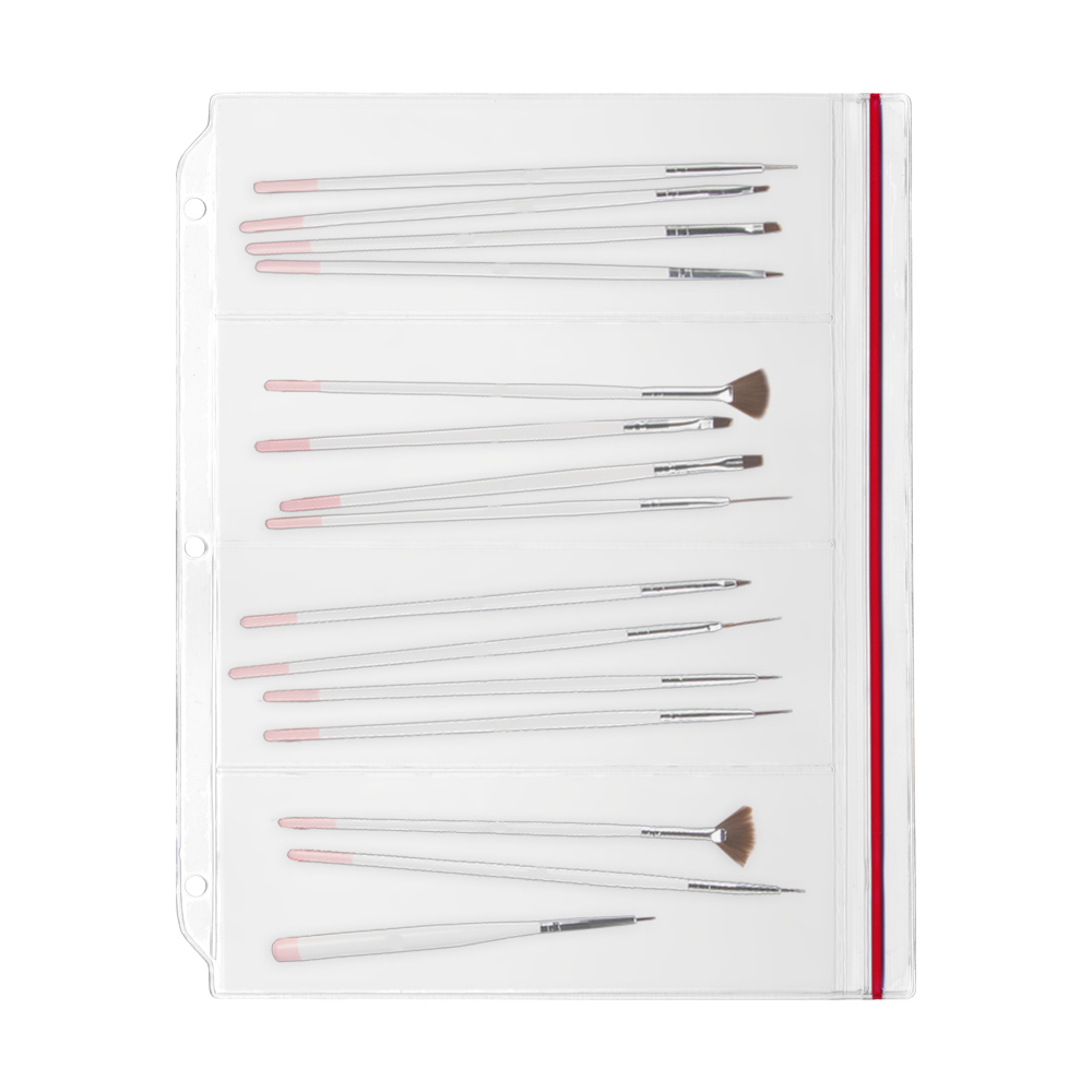 Zipper+Binder+Page+for+Nail+Art+Brushes+%2F+Tools+-+4+Pockets
