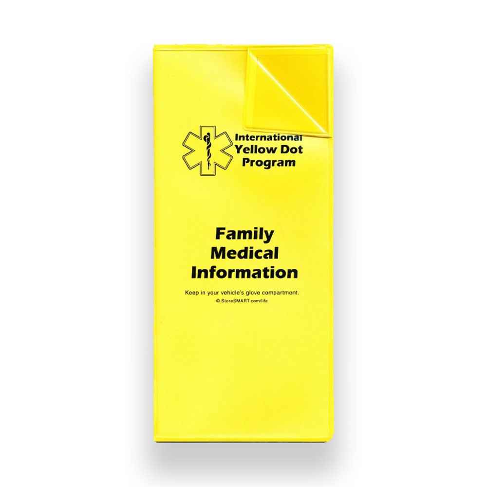 Yellow Dot Two Pocket Folding Vinyl Pouch w/ Two Medical Forms and One Sticker - Custom Print