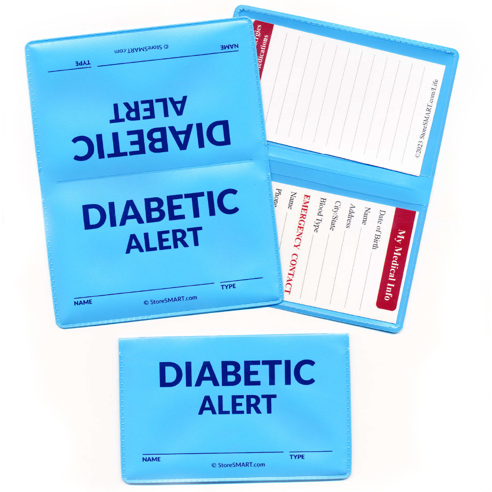 Vial Of Life - Diabetic Alert - Business Card Size - 2 1/8" x 3 1/4" Folding Wallet for Medical Info