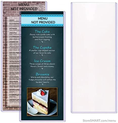 Heavy Duty Flex - Menu Vinyl Plastic Toploaders - 4 &frac14;" x 11" - Made in USA