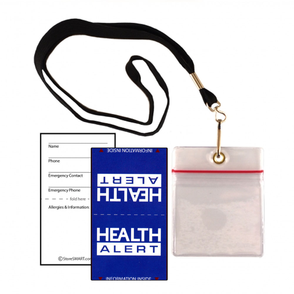 Vial Of Life - Health Alert - Zip Top 2" x 2 3/8" Medical Info Hanging Pocket With Lanyard