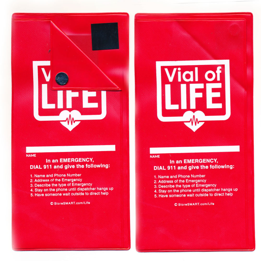 Vial of Life - Life Pro - 4" x 9" Magnetic Closure Pocket W/ Medical Form & Sticker–Magnetic Back
