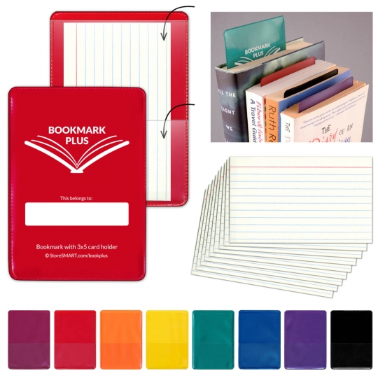 Bookmark PLUS With 3x5 Card Holder 5 Pack With 50 Cards