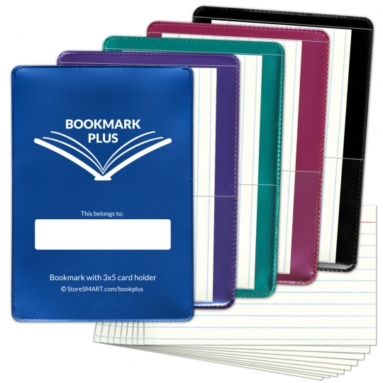 Bookmark PLUS With 3x5 Card Holder Metallic Colors 5 Pack With 50