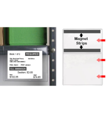 Bookshelf Card Holder - Magnetic - Open Right - Holds a 4 1/2" x 5"card - Adheres to TOP of shelf