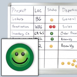 One-inch Green Smiley Face Magnets for Status Visualization