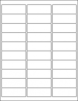 Adhesive Name and Address Labels - Size 2 5/8" x 1" / 30 per sheet - 100 sheets per Box - 3,000 labe