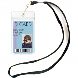 ID Badge Holder with Lanyard - Single Round Hole - Open Short Side