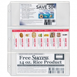 Coupon Binder Pages for 3-Ring Binder: Three 3 1/2" x 8 1/2" pockets per sheet