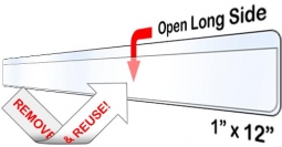 Remove & Reuse Shelf Label Holder - 1" x 12" - Open Long Side
