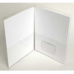 Clear Plastic SMART Folders w/ Business Card Holder - Letter Size - 9" x 11 3/4"