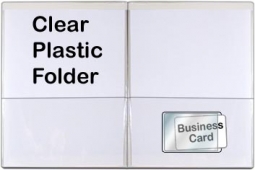 Clear Plastic SMART Folders w/ Business Card Holder - Letter Size - 9 1/2" x 11 3/4"
