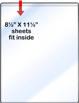 Non Adhesive Pocket - Letter size - Open Short - 8 &frac12;" x 11 &frac12;"