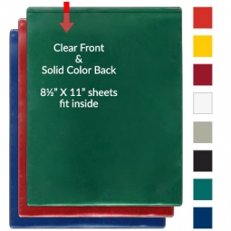 Non-Adhesive Pocket - Open Short - 8 1/2" x 11 1/2" - Clear Front, Solid Color Back