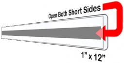 Plastic Label Holder - Magnetic Back - 1" x 12" - Open Both Short Sides