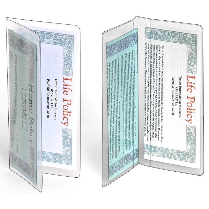 Clear Vinyl 10 Pk Brochure & Policy Holder w/ Business Card Pocket 4" x 9" 