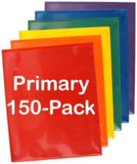 150-pack LX Folders Assorted: 25 each Primary Colors - SALE!