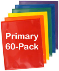 60-pack LX Folders Assorted: 10 each Primary Colors - SALE!