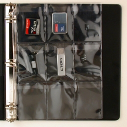 Plastic Pages - Memory (SD) Cards and Flash Drives - Top Load with Flaps - for 3-Ring Binders - Made