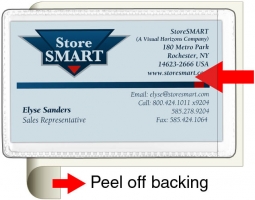 Peel & Stick Pocket - Business Card - Open Short - 2" x 3 &frac12;" - Archival Safe Plastic