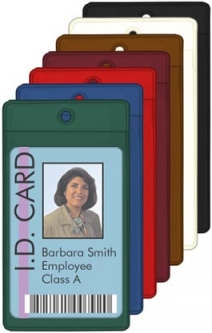 ID Badge/Card Holder - Single Round Hole - Color Coded - Open Short Side