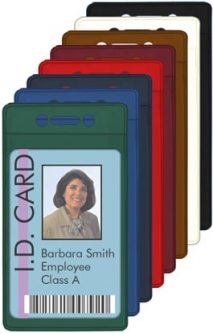 ID Badge/Card Holder - Double Round Holes with Single Slot Hole - Color Coded - Open Short Side