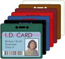ID Badge/Card Holder - Double Round Holes with Single Slot Hole - Color Coded - Open Long Side