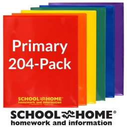 School / Home Plastic Folders - 204-Pack - 34 each Primary Colors - English