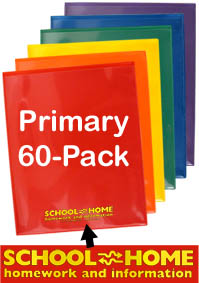 School / Home Plastic Folders - 60-Pack - 10 each Primary Colors - English