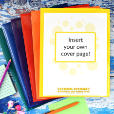School / Home Plastic Folders - 6-Pack - Primary Colors - English