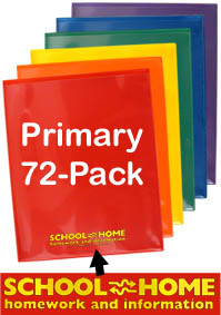 School / Home Plastic Folders - 72-Pack - 12 each Primary Colors - English