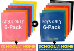 Plastic "School-Home" Homework Folders - 6-Pack - Kids Packs