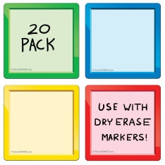 3" x 3" Smart Magnetic Note Cards - Variety 20-Pack