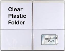Clear Plastic SMART Folders w/Business Card Holder on Inside - Legal Size - 8 1/2" x 14"