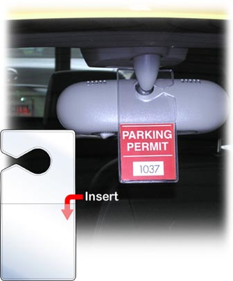 Clear Parking Permit Holder, Car Vertical Parking Lot Pass Rear View Mirror  Hanger Vehicle Parking Pass Hang Tag Holder for Car Passes, Permits 